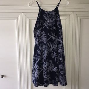 blue flower halter top dress